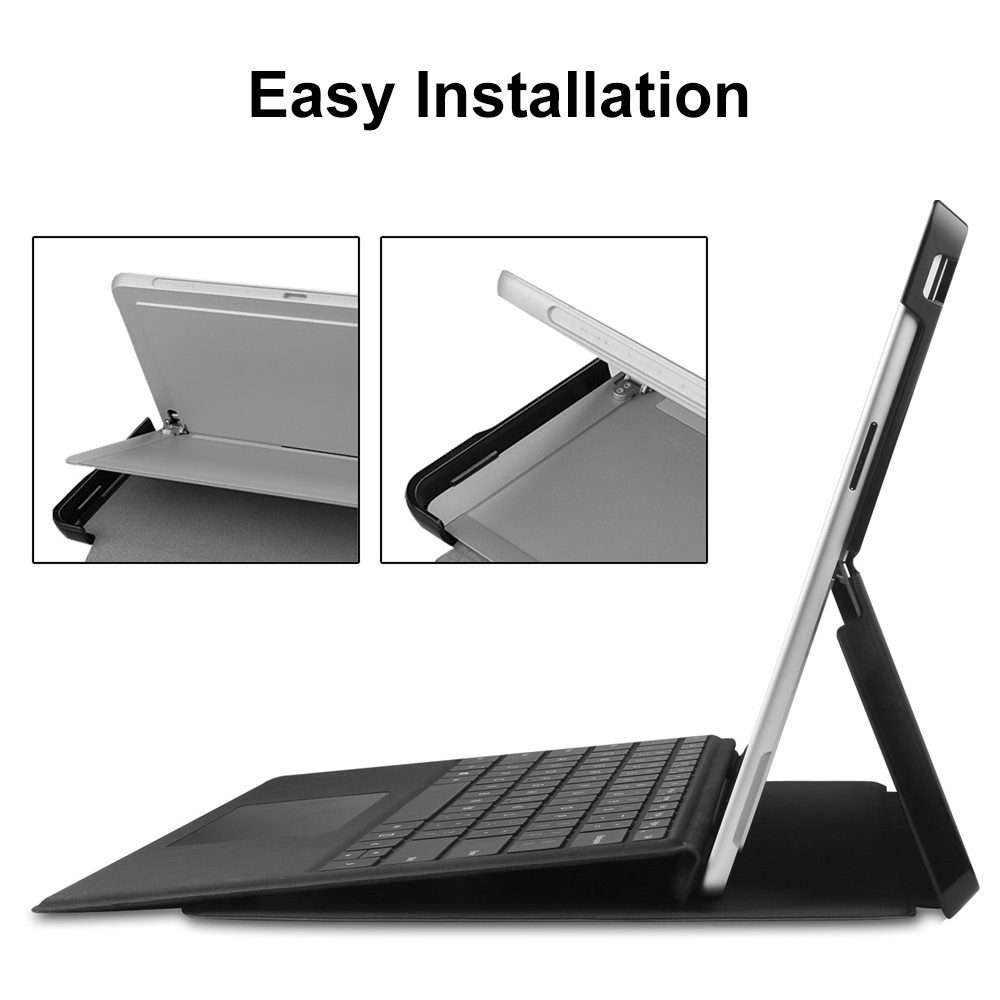 For Microsoft Surface Pro 9 JUNSUNMAY Custer Solid Color 3-Fold Stand Leather Tabl ... (Rose Gold)
