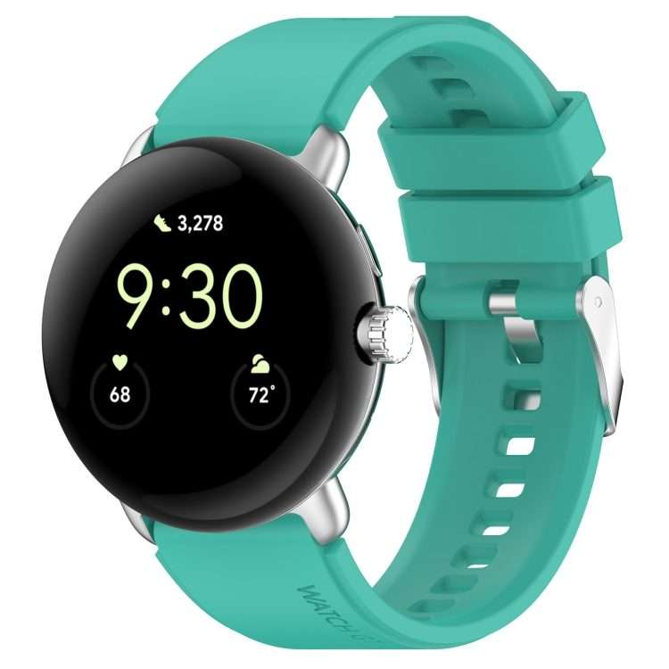 For Google Pixel Watch 4 / 3 / 2 / 1 41mm Metal Connector Solid Color Silicone Wa ... (Water Duck)