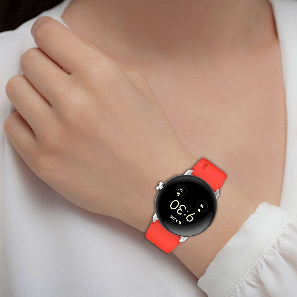 For Google Pixel Watch 4 / 3 / 2 / 1 41mm Metal Connector Solid Color Silicone Wa ... (Water Duck)