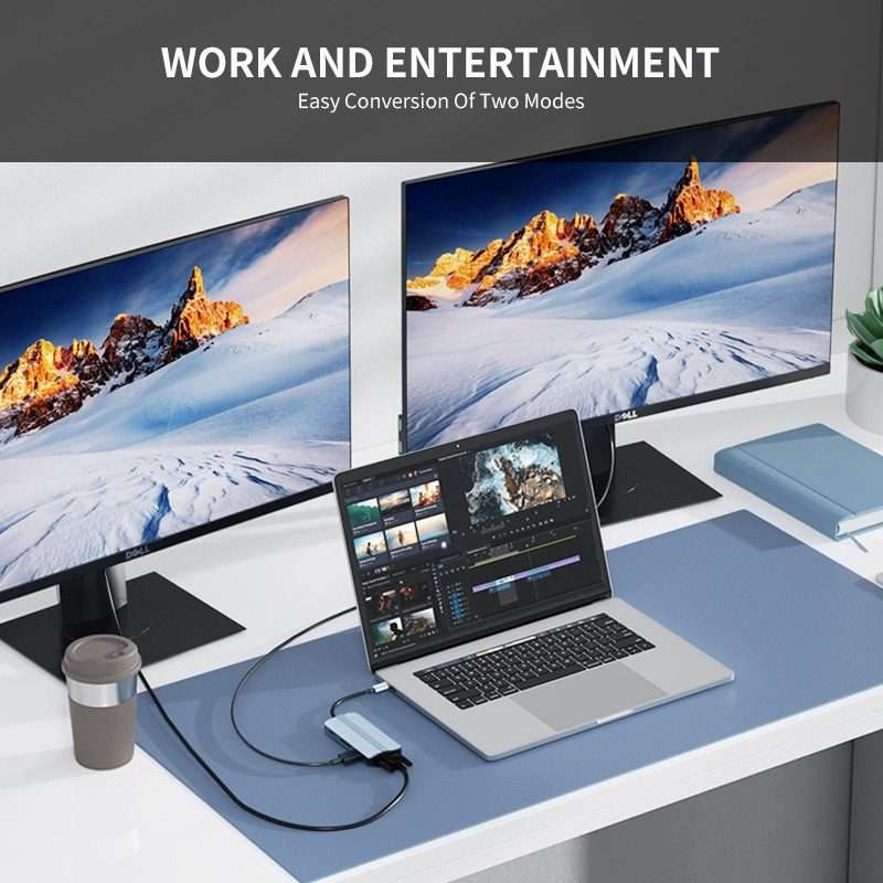 JUNSUNMAY 8 in 1 Type-C to 4K HDMI + VGA Docking Station Adapter PD Quick Charge Hub