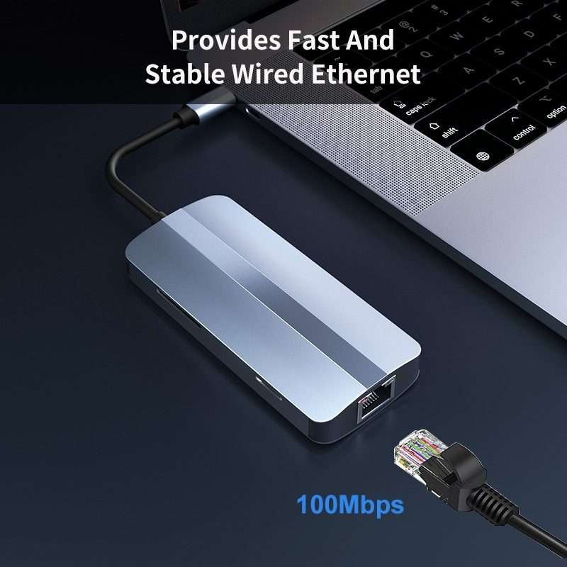 JUNSUNMAY 7 in 1 Multifunctional USB-C Hub Docking Station Adapter -