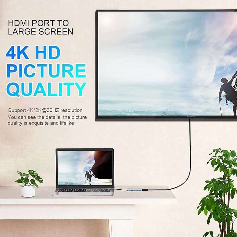 USB C HUB, USB C Adapter 11 in 1 Dongle with 4K HDMI, VGA, Type C PD, USB3.0, RJ45 Ethernet, SD/TF