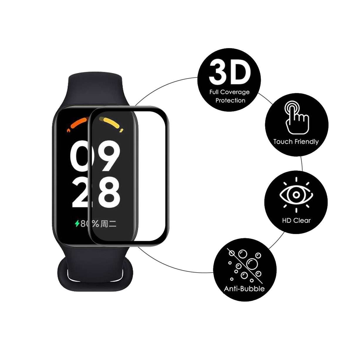 2 PCS For Redmi Smart Band 2 ENKAY Hat-Prince 3D Full Coverage Soft PC Edge + PMMA HD Screen Prote