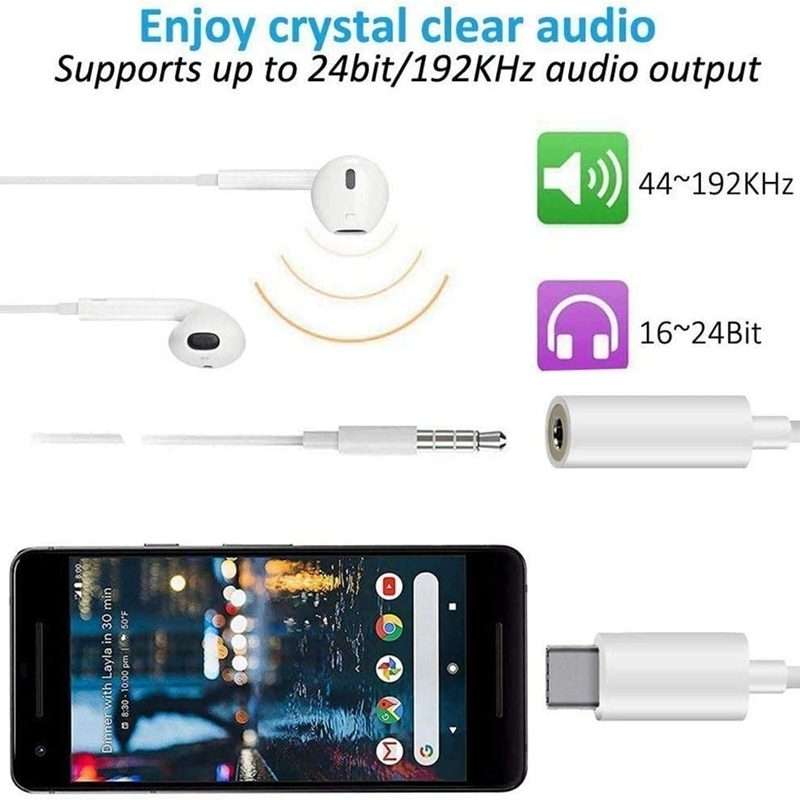 Type C to 3.5mm Female Headphone Jack Adapter