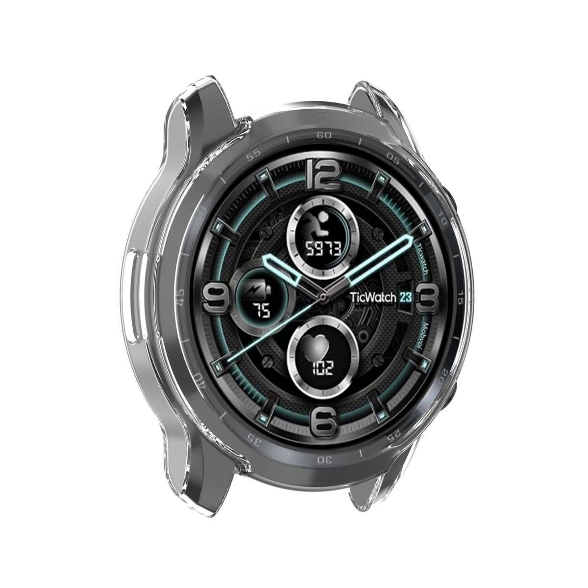 For Ticwatch Pro 3 Ultra GPS TPU Color Transparent Half Wrapped Protective Shell(Transparent)