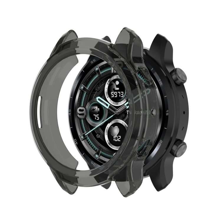 For Ticwatch Pro 3 Ultra GPS TPU Color Transparent Half Wrapped Protective ... (Transparent Black)