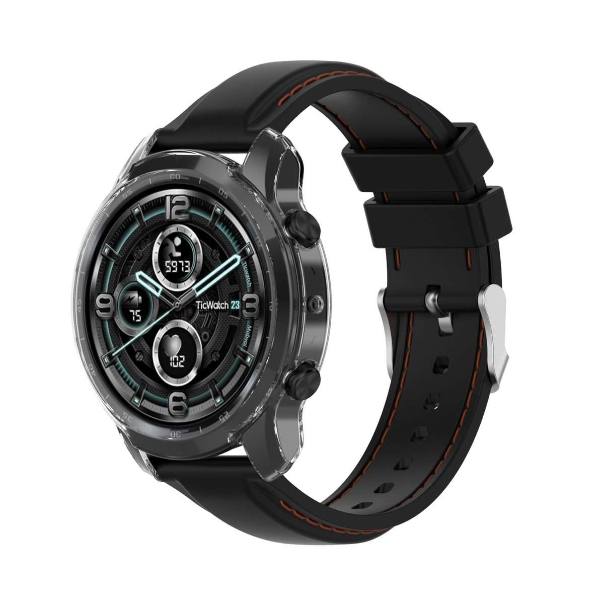 For Ticwatch Pro 3 Ultra GPS TPU Color Transparent Half Wrapped Protective Shell(Transparent Blue)
