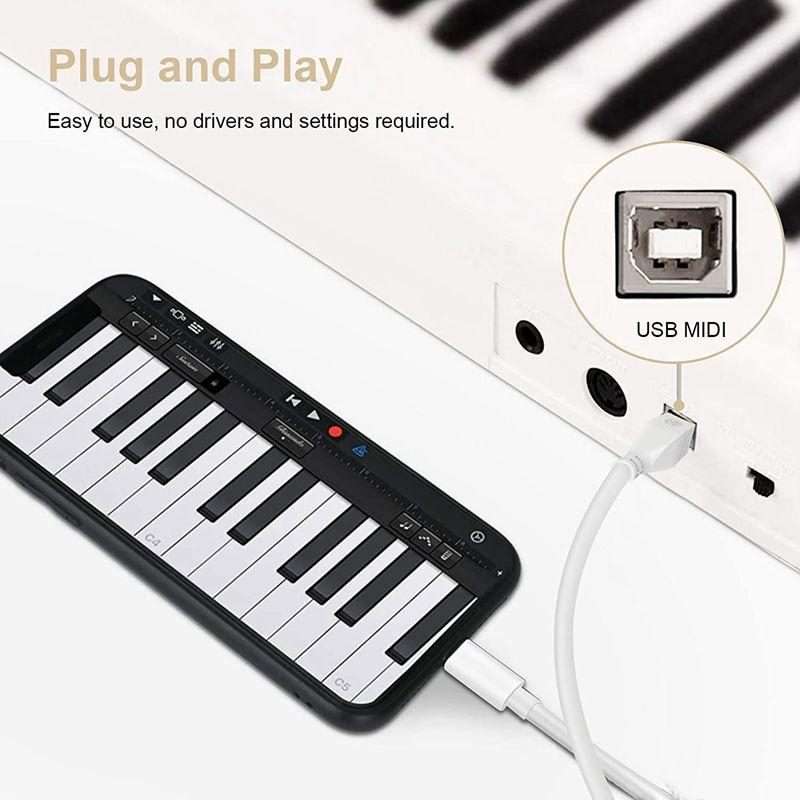 3.3ft USB-C / Type-C to USB-B MIDI Adapter Cable for Samsung / Huawei Laptop / MIDI Keyboard / Aud