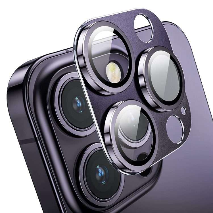 For iPhone 14 Pro / 14 Pro Max ENKAY Hat-Prince Anti-reflection Camera Lens Alum ... (Dark Purple)