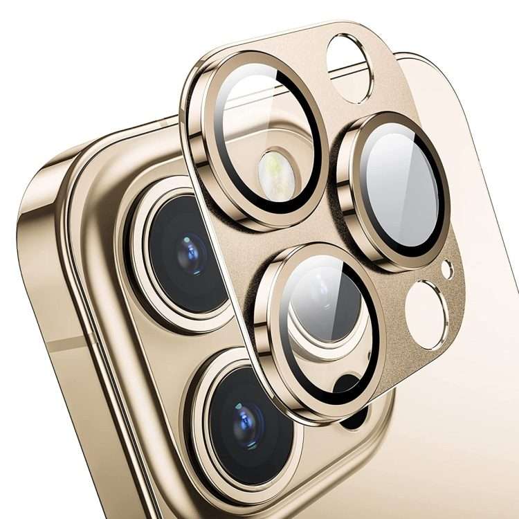 For iPhone 14 Pro / 14 Pro Max ENKAY Hat-Prince Anti-reflection Camera Lens Aluminium ... (Golden)