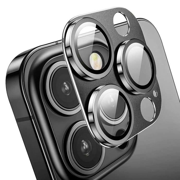 For iPhone 14 Pro / 14 Pro Max ENKAY Hat-Prince Anti-reflection Camera Lens Aluminium ... (Black)