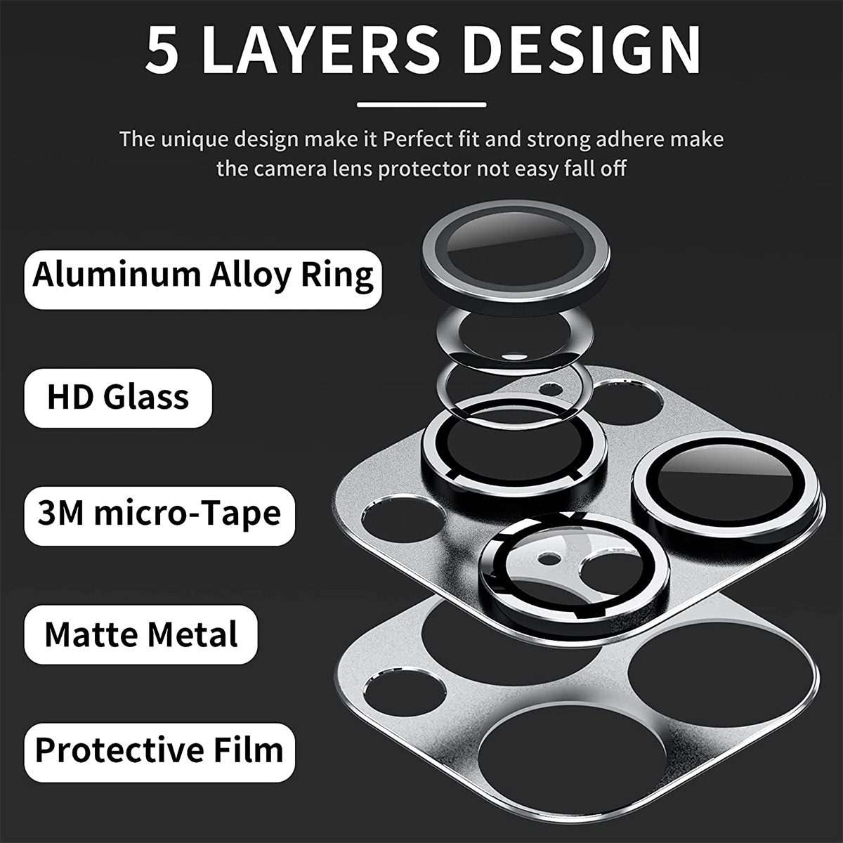 For iPhone 14 Pro / 14 Pro Max ENKAY Hat-Prince Anti-reflection Camera Lens Aluminium ... (Black)