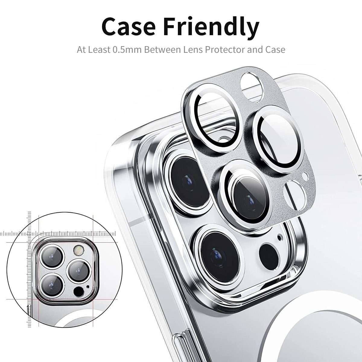 For iPhone 14 Pro / 14 Pro Max ENKAY Hat-Prince Anti-reflection Camera Lens Aluminium ... (Silver)