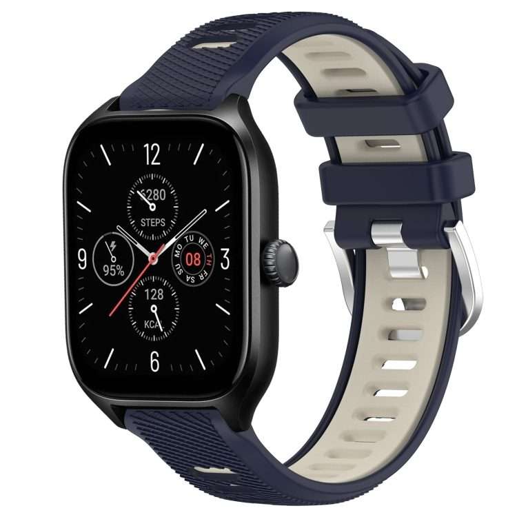 For Amazfit GTR Mini 20mm Cross Texture Two Color Silicone Steel B ... (Midnight Blue + Starlight)