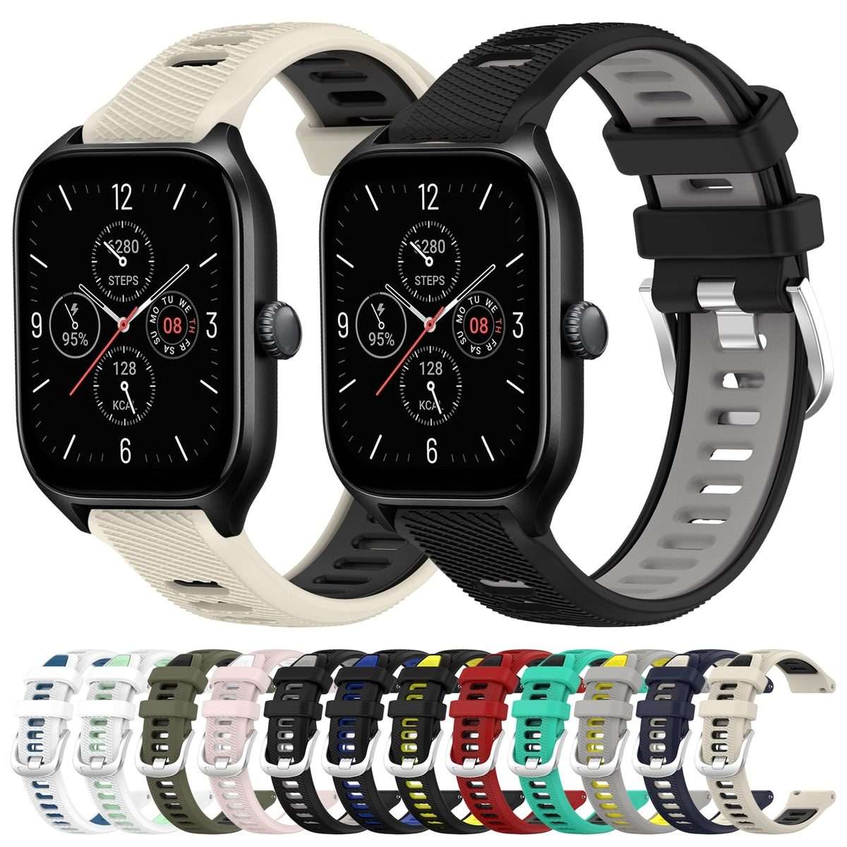 For Amazfit GTR Mini 20mm Cross Texture Two Color Silicone Steel B ... (Midnight Blue + Starlight)