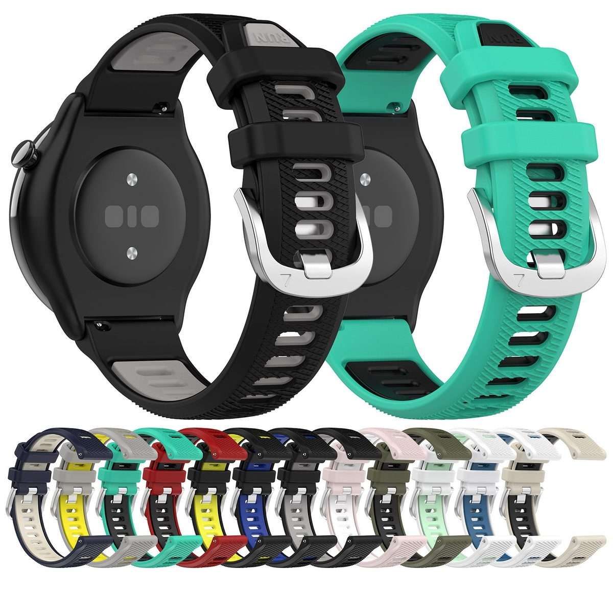 For Amazfit GTR Mini 20mm Cross Texture Two Color Silicone Steel B ... (Midnight Blue + Starlight)