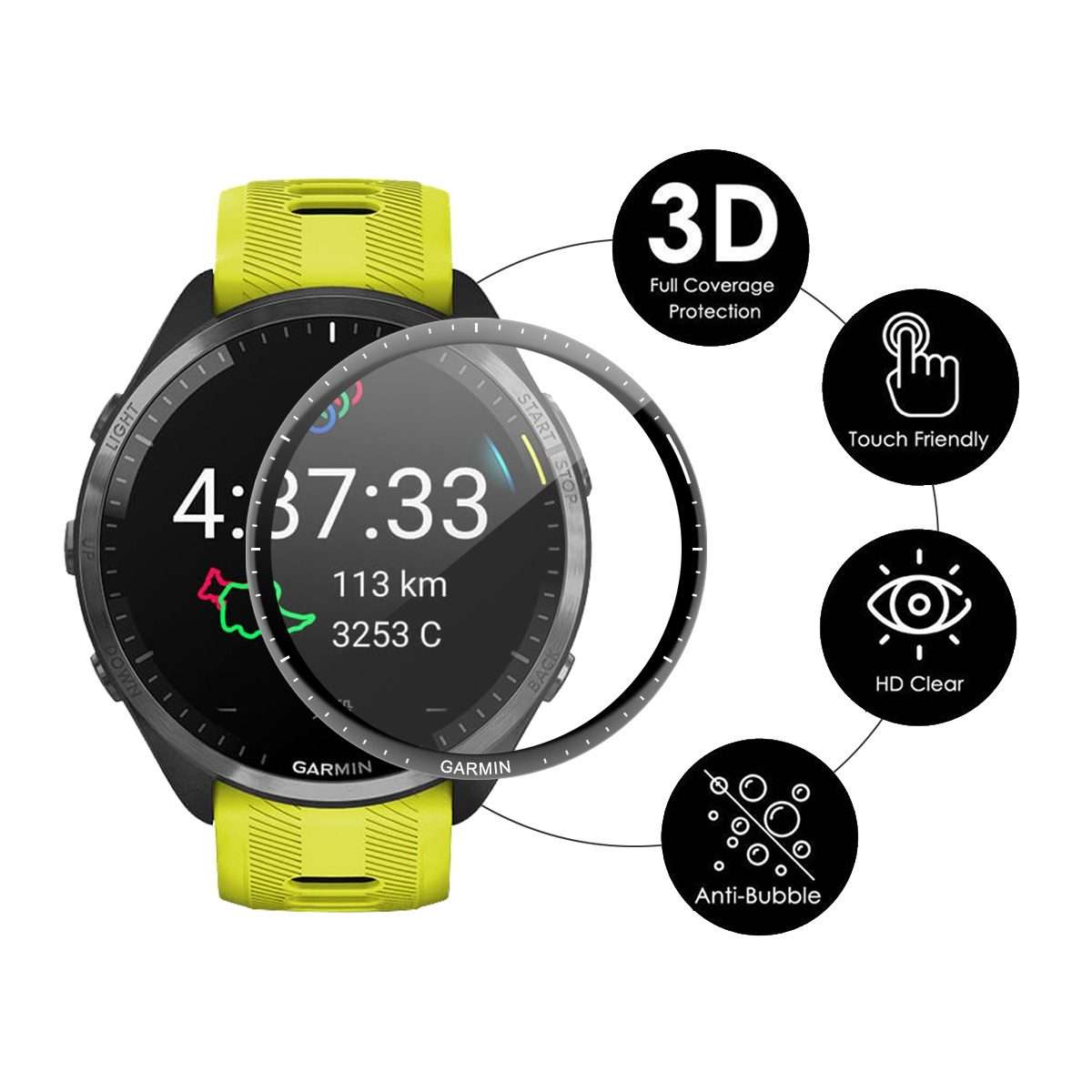 2pcs For Garmin Forerunner 965 ENKAY Hat-Prince 3D Full Coverage Soft PC Edge + PMMA HD Screen Pro