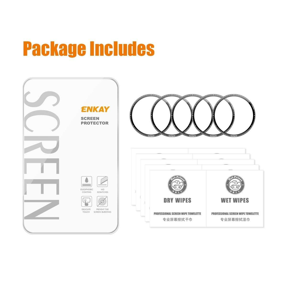 5pcs For Garmin Forerunner 965 ENKAY Hat-Prince 3D Full Coverage Soft PC Edge + PMMA HD Screen Pro