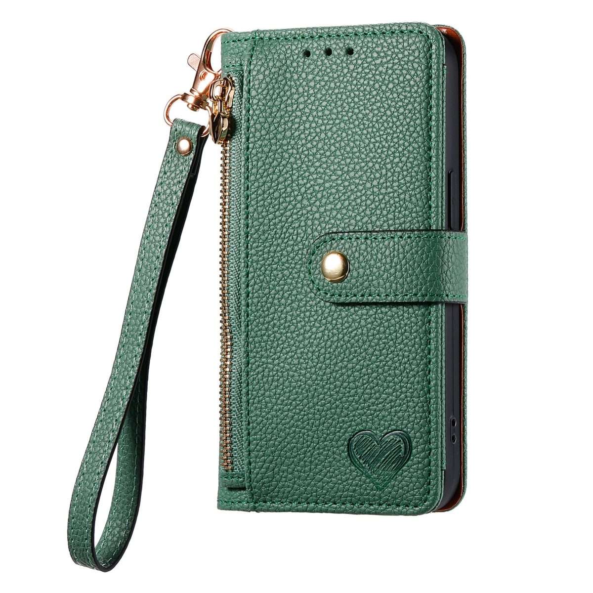 For iPhone 11 Pro Love Zipper Lanyard Leather Phone Case(Green)
