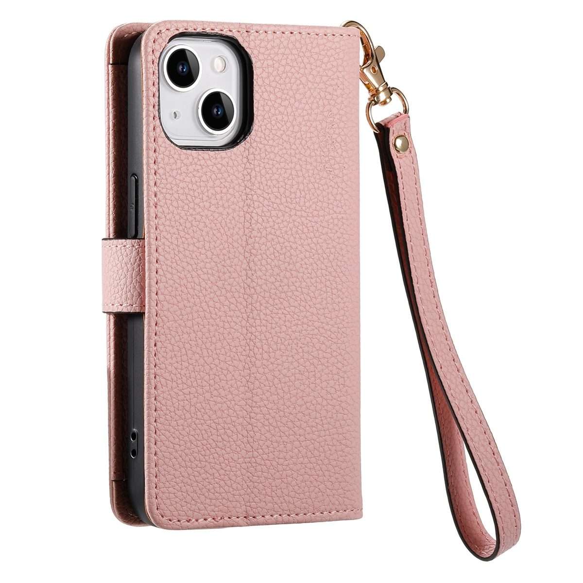 For iPhone 11 Pro Max Love Zipper Lanyard Leather Phone Case(Pink)