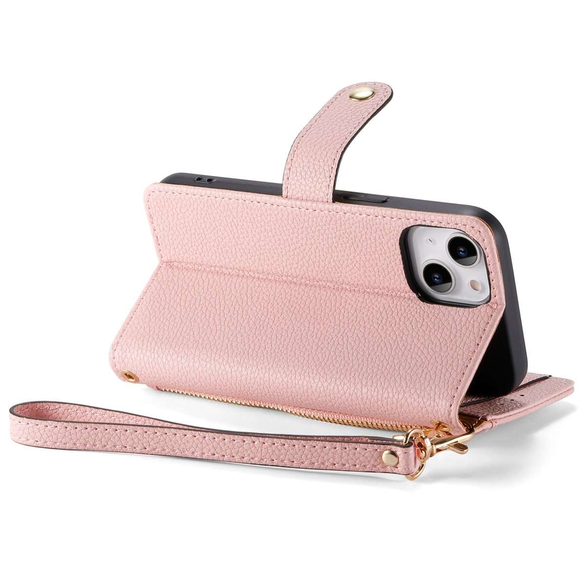 For iPhone 11 Pro Max Love Zipper Lanyard Leather Phone Case(Pink)