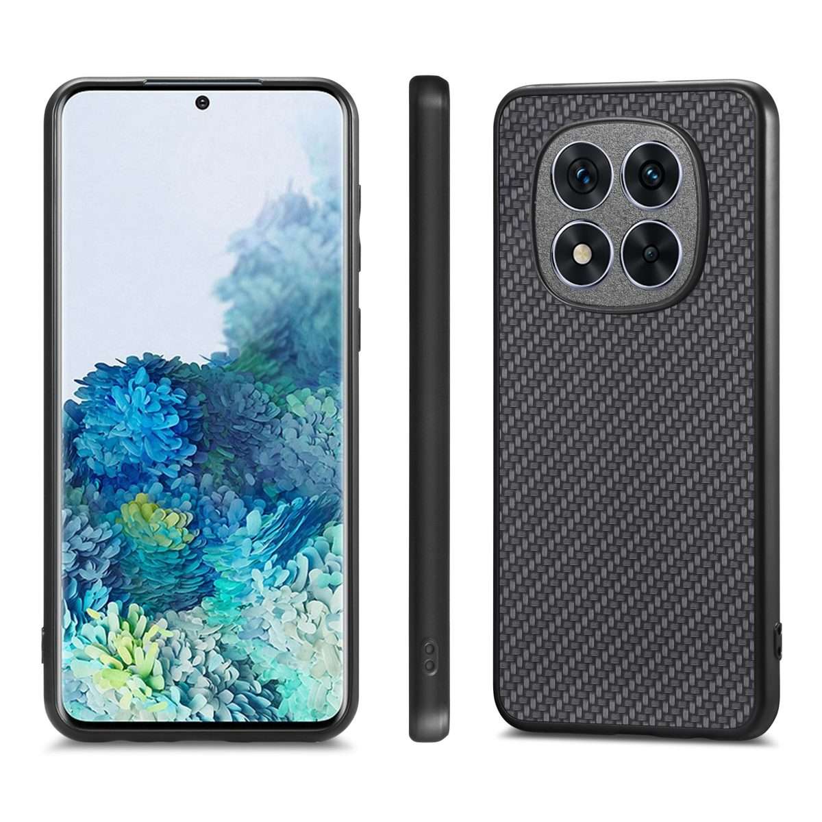 For Redmi Note 14 Pro+ 5G Carbon Fiber Texture Leather Back Cover Phone Case(Black)