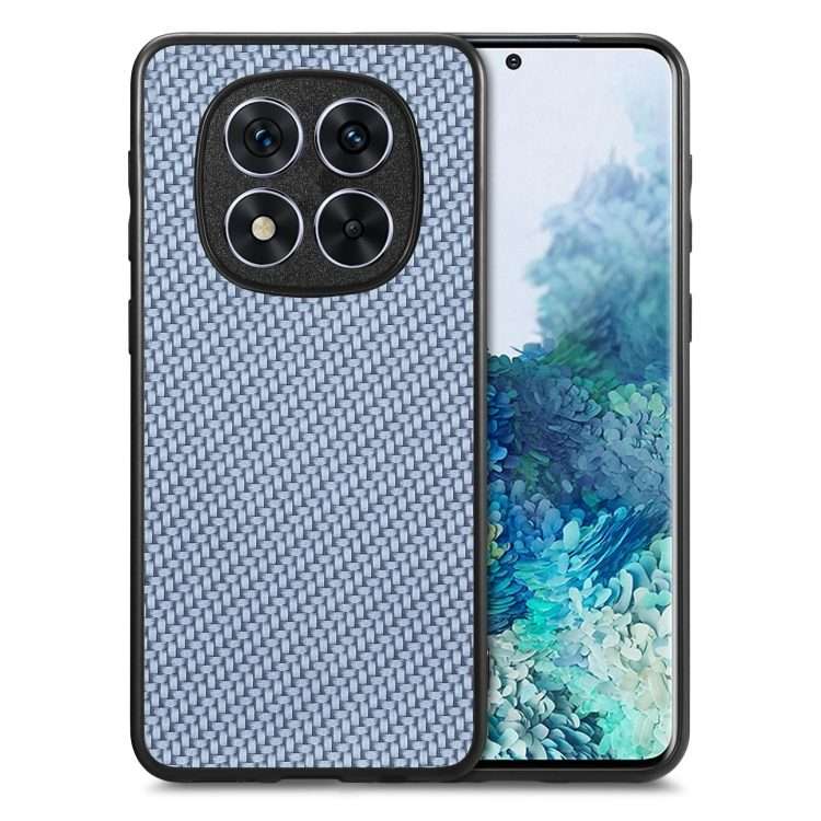 For Redmi Note 14 Pro+ 5G Carbon Fiber Texture Leather Back Cover Phone Case(Blue)