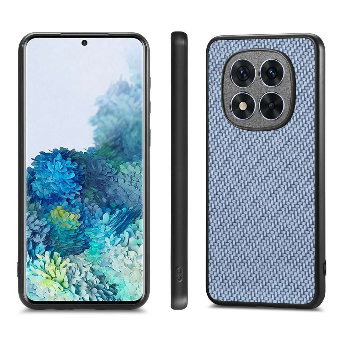 For Redmi Note 14 Pro+ 5G Carbon Fiber Texture Leather Back Cover Phone Case(Blue)