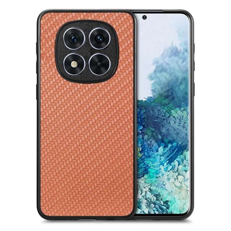 For Redmi Note 14 Pro+ 5G Carbon Fiber Texture Leather Back Cover Phone Case(Brown)