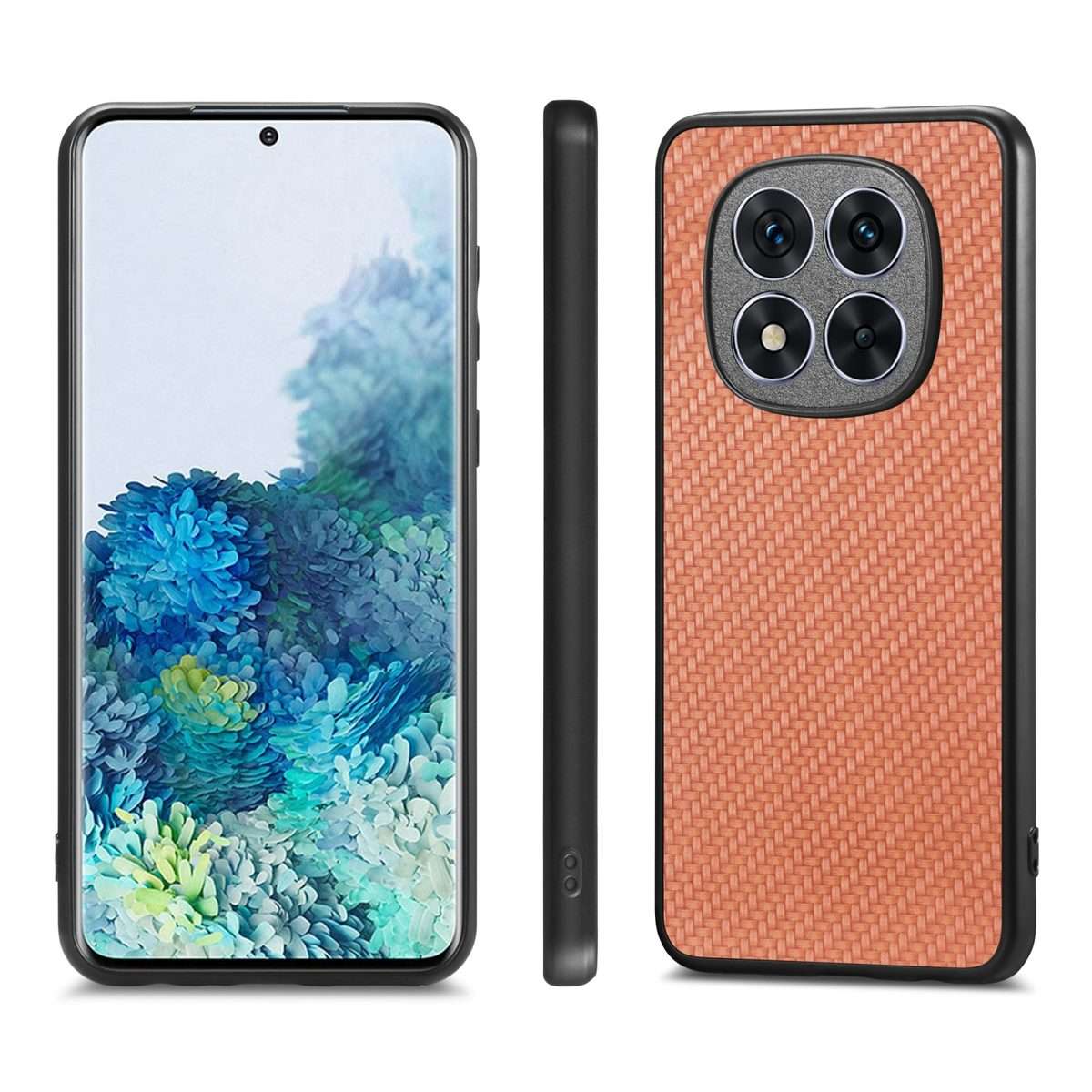 For Redmi Note 14 Pro+ 5G Carbon Fiber Texture Leather Back Cover Phone Case(Brown)
