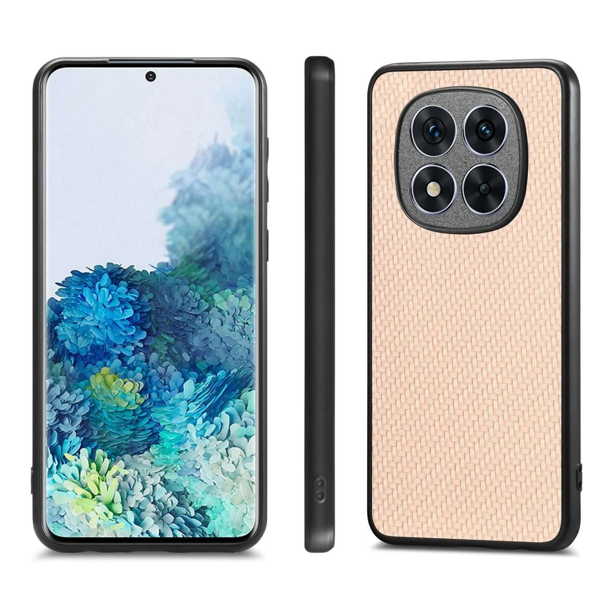 For Redmi Note 14 Pro+ 5G Carbon Fiber Texture Leather Back Cover Phone Case(Khaki)
