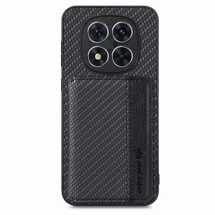 For Redmi Note 14 Pro+ 5G Carbon Fiber Magnetic Card Bag Phone Case(Black)