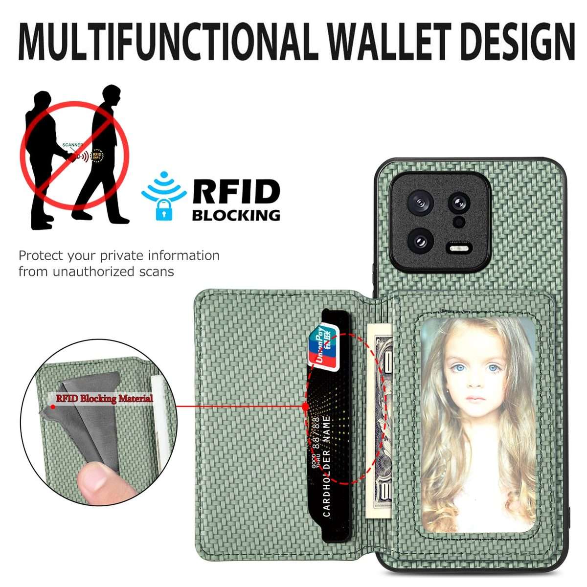 For Redmi Note 14 Pro+ 5G Carbon Fiber Magnetic Card Bag Phone Case(Black)