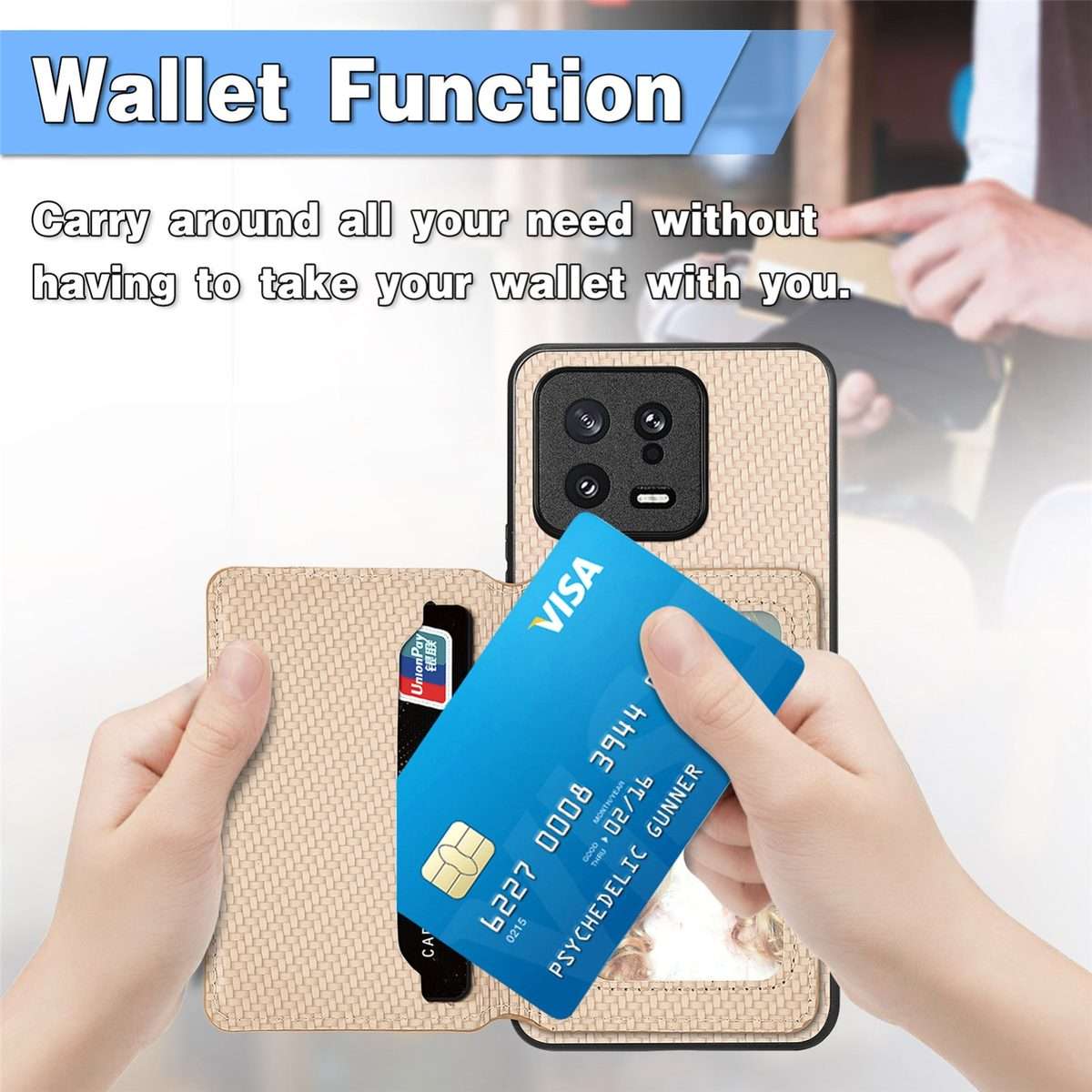For Redmi Note 14 Pro+ 5G Carbon Fiber Magnetic Card Bag Phone Case(Black)
