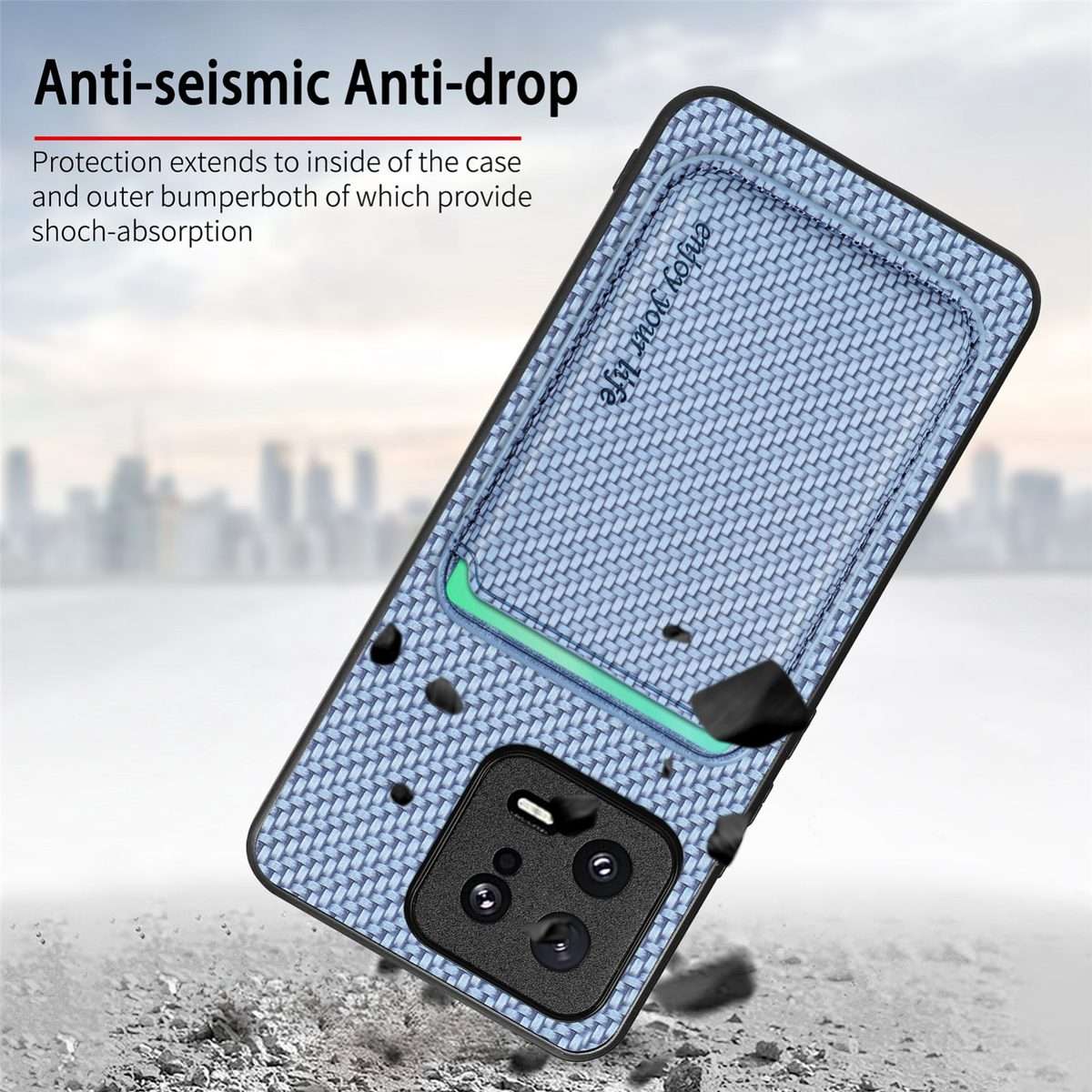 For Xiaomi 14 Pro Carbon Fiber Leather Card Magnetic Phone Case(Black)