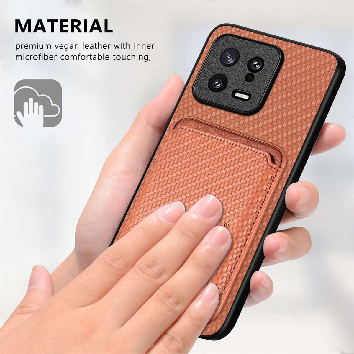 For Xiaomi 14 Pro Carbon Fiber Leather Card Magnetic Phone Case(Black)