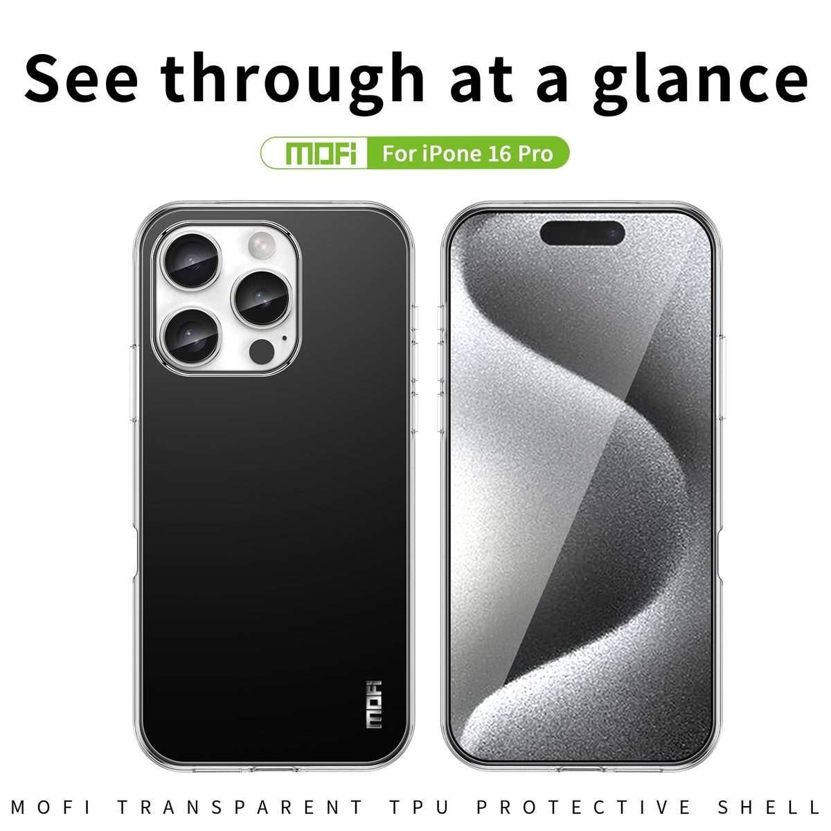 For iPhone 16 Pro MOFI Ming Series Ultra-thin TPU Phone Case(Transparent)