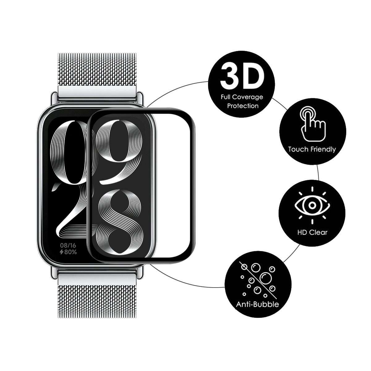 For Xiaomi Mi Band 8 Pro 2pcs ENKAY ENKAY 3D Full Coverage Soft PC Edge PMMA HD Screen Film