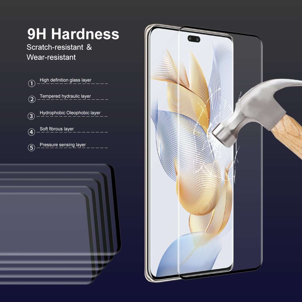 For Honor 90 Pro 2pcs ENKAY Hat-Prince Hot Bending Full Coverage Side Glue Tempered Glass Film
