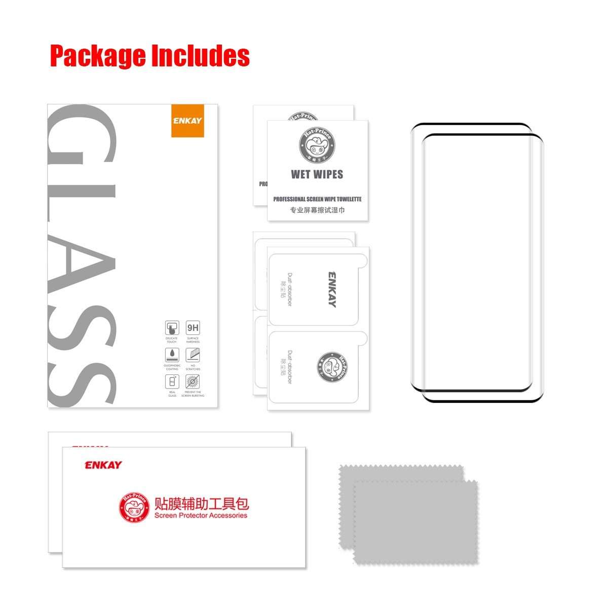 For Honor 90 Pro 2pcs ENKAY Hat-Prince Hot Bending Full Coverage Side Glue Tempered Glass Film