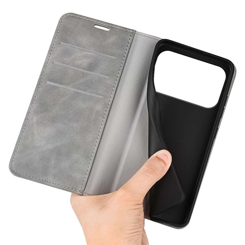 For iPhone 17 Pro Max Retro-skin Magnetic Suction Leather Phone Case(Grey)