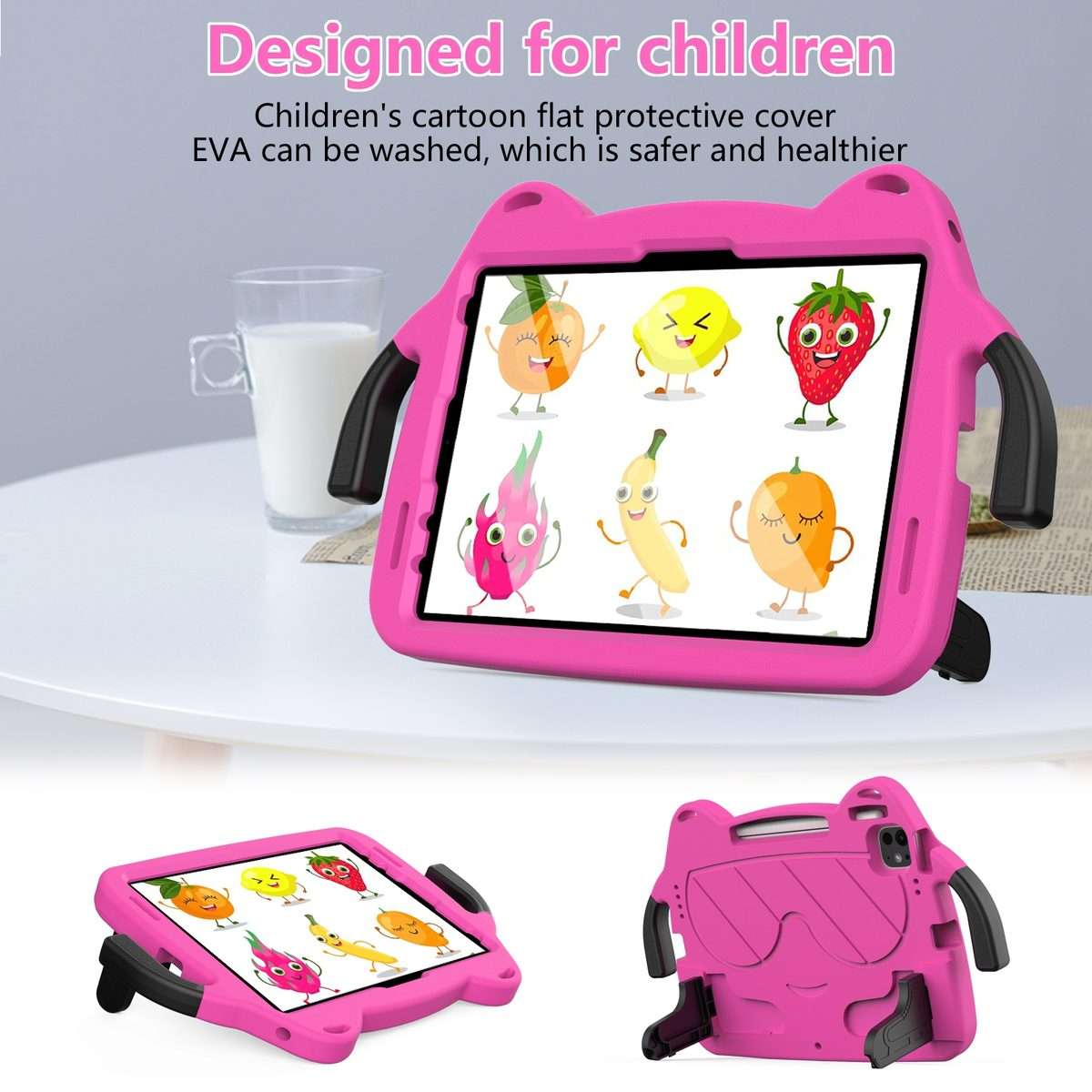 For iPad Pro 11 2025 / 2024 Ice Baby EVA Shockproof Hard PC Tablet Case(RoseRed+Black)