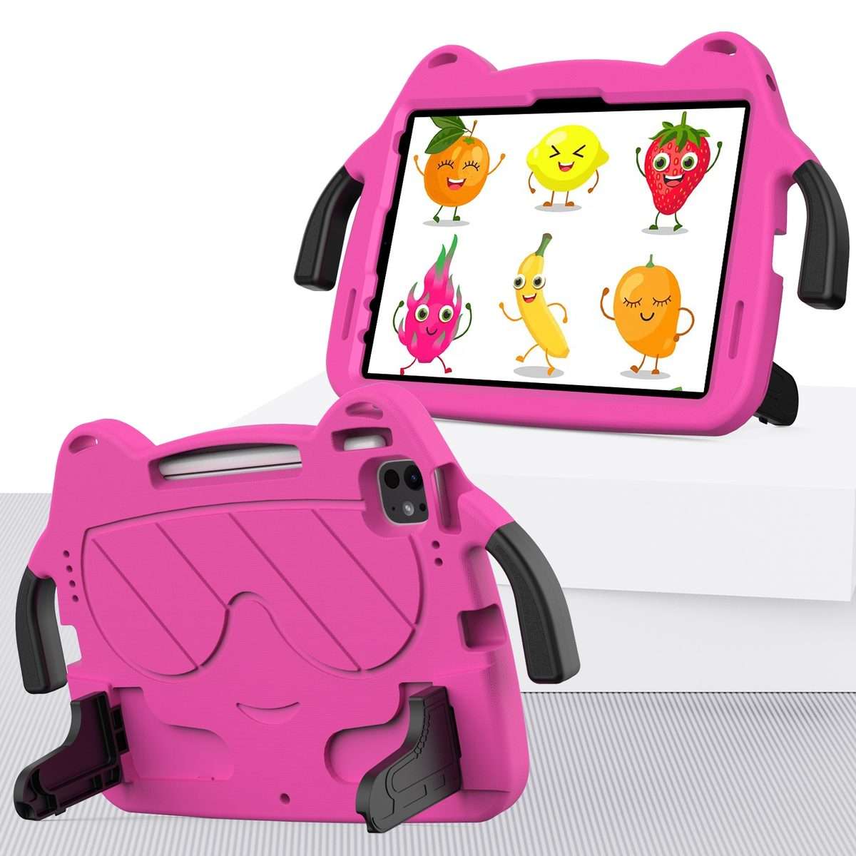 For iPad Pro 11 2025 / 2024 Ice Baby EVA Shockproof Hard PC Tablet Case(RoseRed+Black)