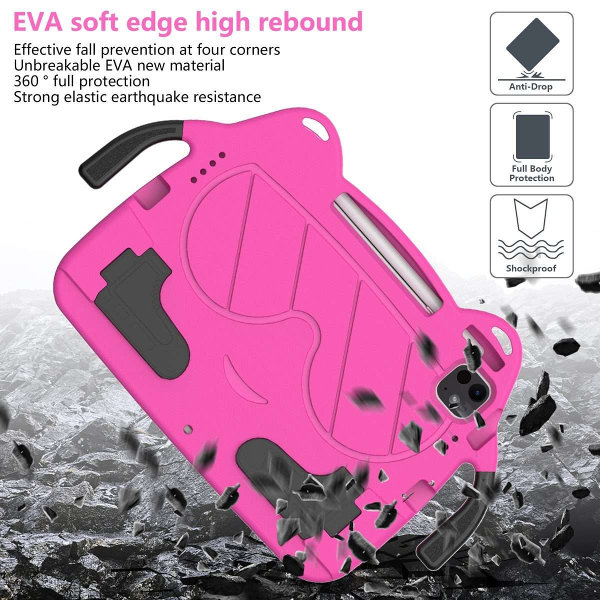 For iPad Pro 11 2025 / 2024 Ice Baby EVA Shockproof Hard PC Tablet Case(RoseRed+Black)