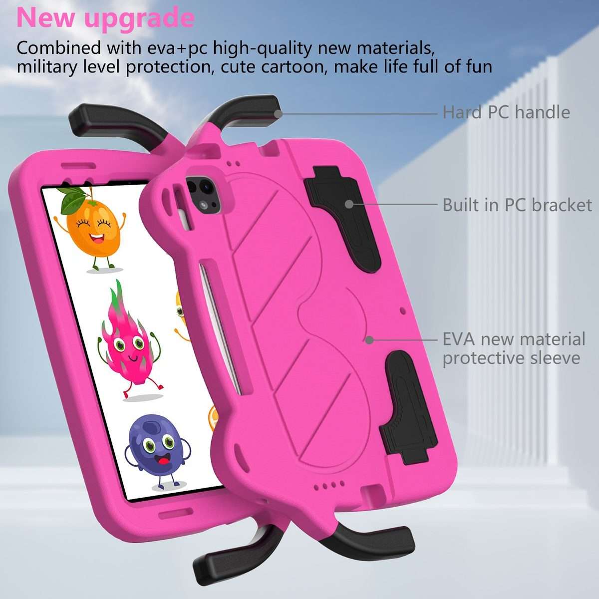 For iPad Pro 11 2025 / 2024 Ice Baby EVA Shockproof Hard PC Tablet Case(RoseRed+Black)