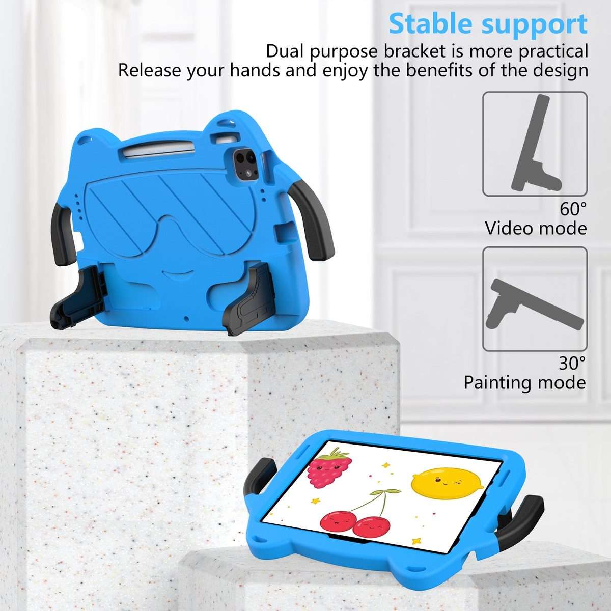 For iPad Pro 11 2025 / 2024 Ice Baby EVA Shockproof Hard PC Tablet Case(Sky Blue+Black)