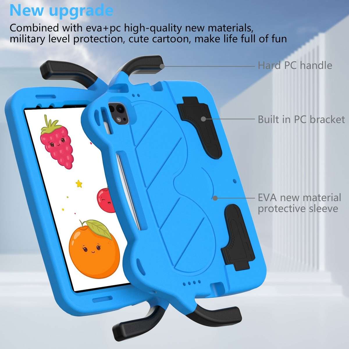 For iPad Pro 11 2025 / 2024 Ice Baby EVA Shockproof Hard PC Tablet Case(Sky Blue+Black)