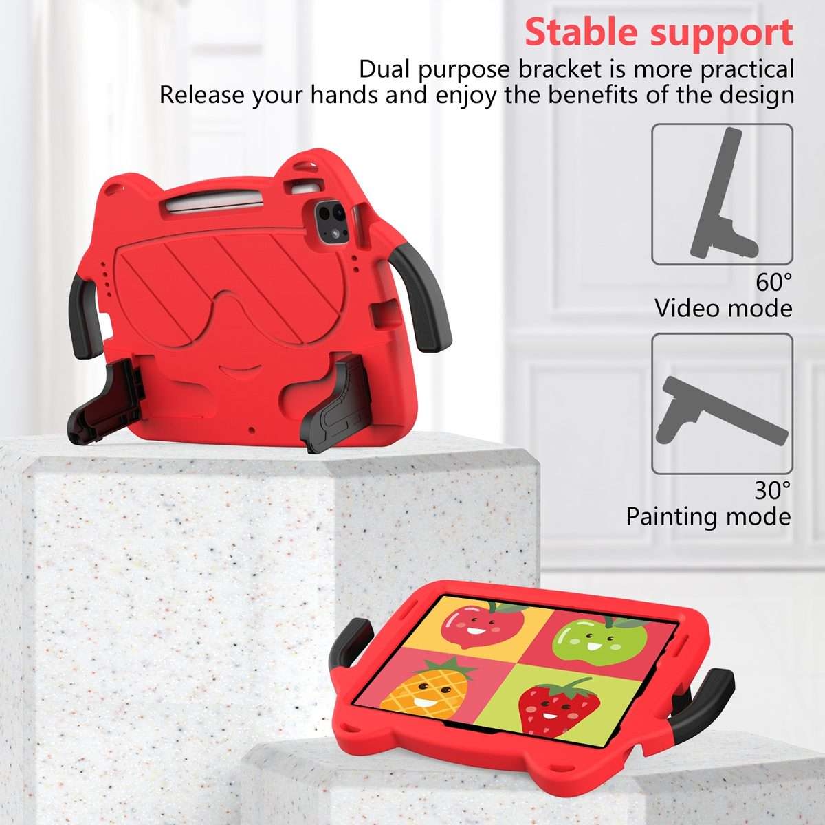For iPad Pro 11 2025 / 2024 Ice Baby EVA Shockproof Hard PC Tablet Case(Red+Black)
