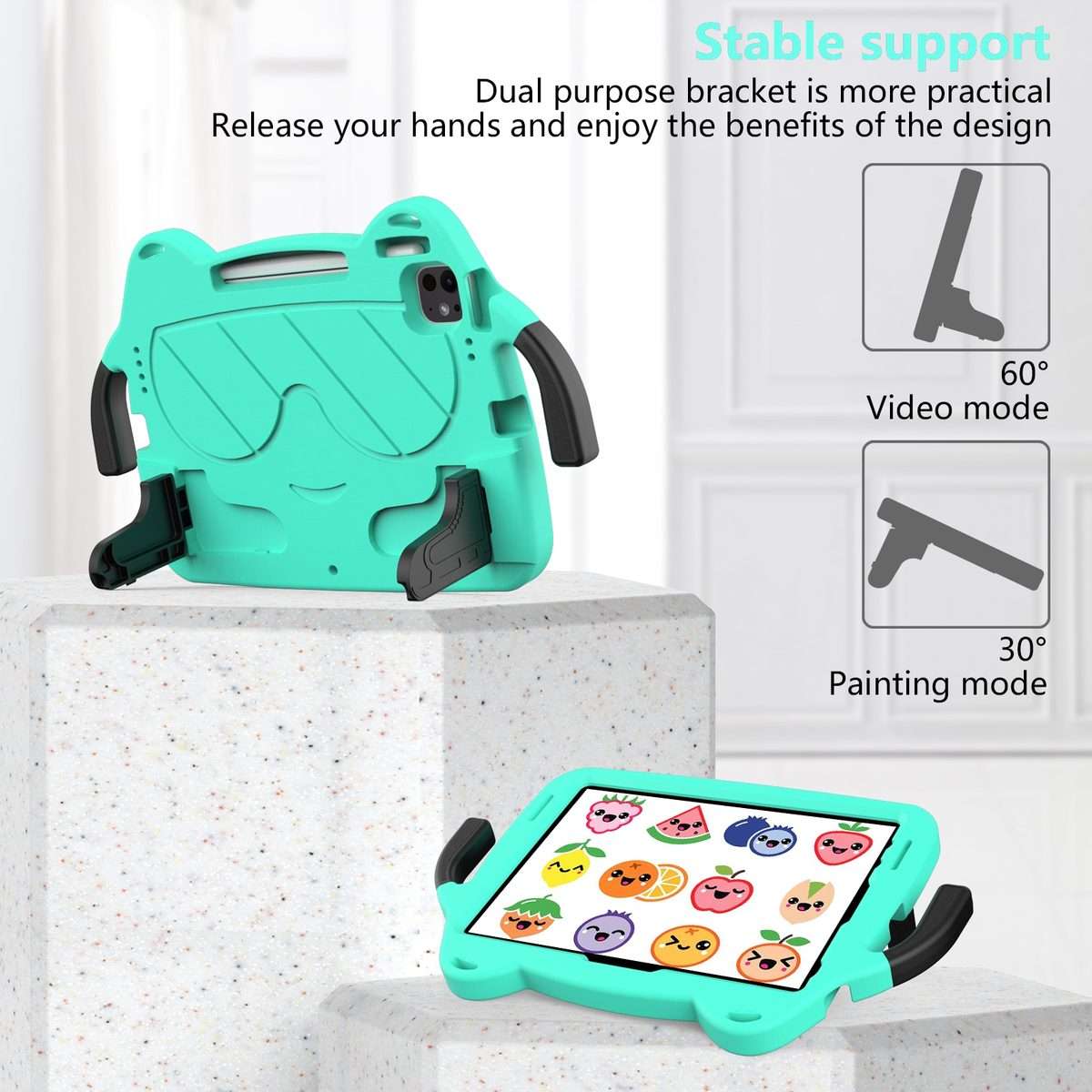 For iPad Pro 11 2025 / 2024 Ice Baby EVA Shockproof Hard PC Tablet Case(Mint Green+Black)