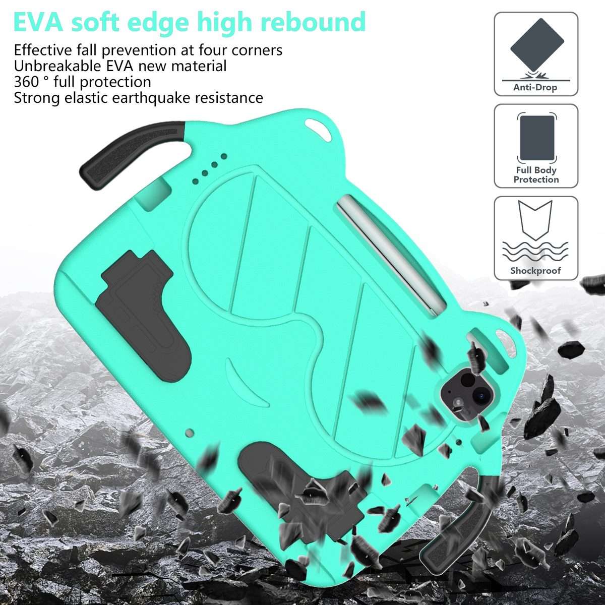 For iPad Pro 11 2025 / 2024 Ice Baby EVA Shockproof Hard PC Tablet Case(Mint Green+Black)